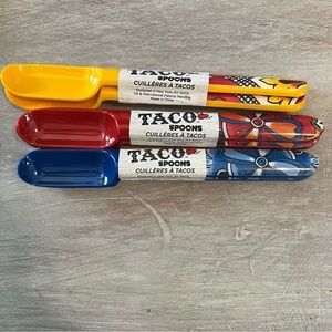 NEW TACO Spoons - Yellow, Red & Blue Decorative Serving Spoons set of 3(6 🥄 s)